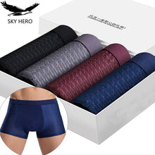 Load image into Gallery viewer, 4pcs Mens underwear boxers men boxershort panties man boxeur homme underpants calzoncillos bamboo fiber mesh loose designer 2020