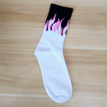 Load image into Gallery viewer, 1 pair Men Fashion Hip Hop Hit Color On Fire Crew Socks Red Flame Blaze Power Torch Hot Warmth Street Skateboard Cotton Socks
