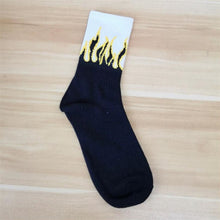 Load image into Gallery viewer, 1 pair Men Fashion Hip Hop Hit Color On Fire Crew Socks Red Flame Blaze Power Torch Hot Warmth Street Skateboard Cotton Socks
